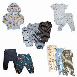 9M Baby Clothing Bundle | 12 Pieces | Sleepers, Bodysuits, Pants & Hoodie